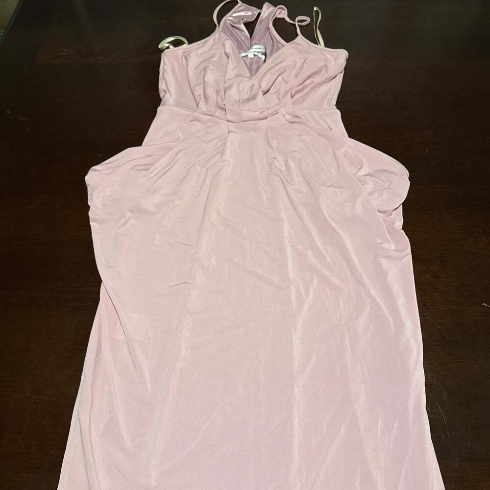 BCBGeneration Sleeveless Draped Keyhole Maxi Gown in Blush Pink